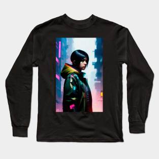 Abstract Cyberpunk Girl Long Sleeve T-Shirt